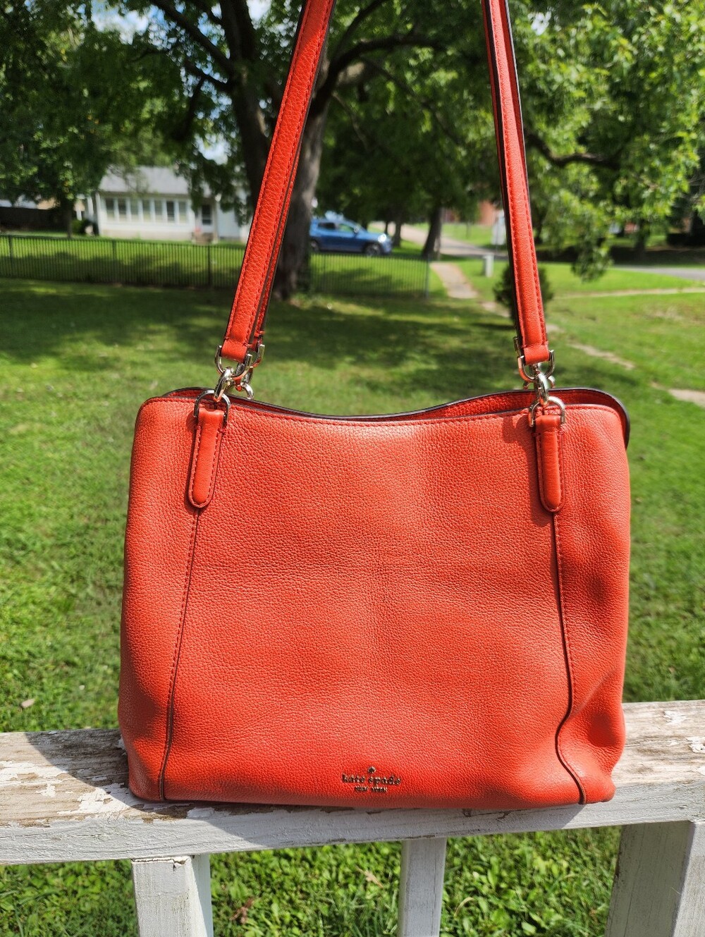 Kate Spade New York Jackson Pebbled Leather Shoulder Bag -Tangerine Preloved - Picture 1 of 11